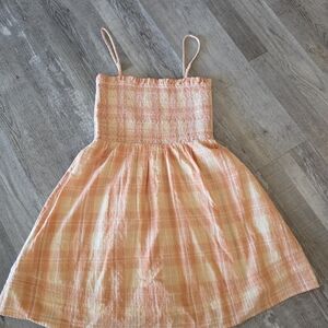 Charming Peach Plaid Dress